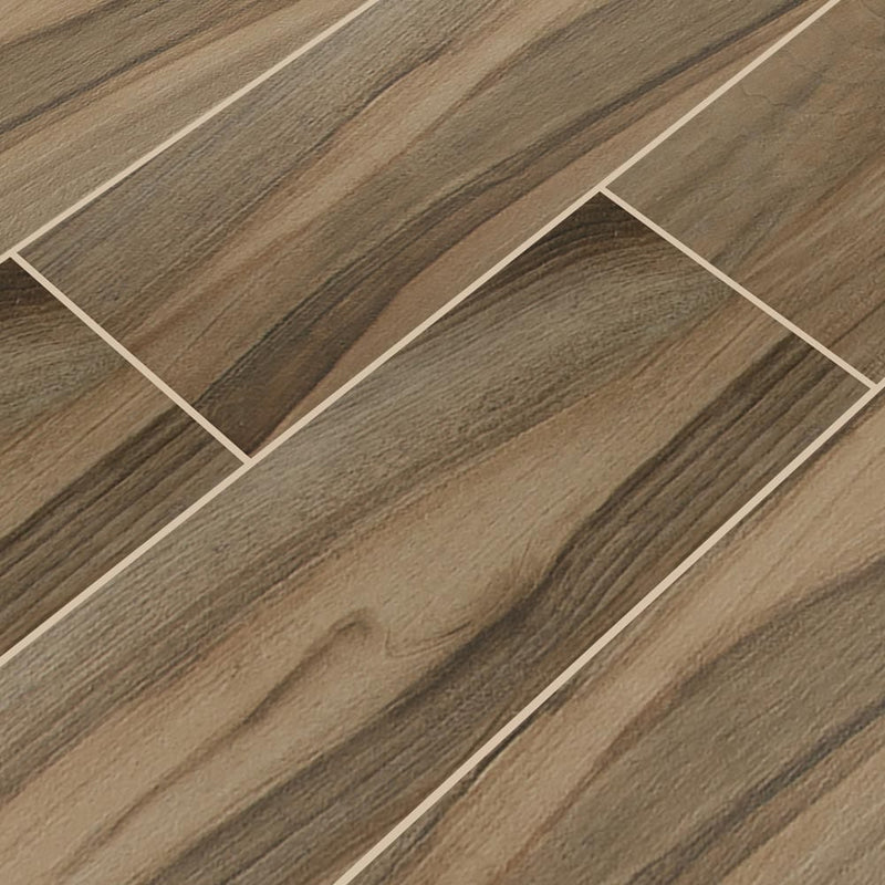MSI Wood Collection aspenwood cafe 9x48 NASPCAF9X48 glazed ceramic floor wall tile product shot multiple planks angle view