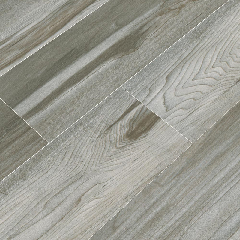 MSI Wood Collection carolina timber grey glazed ceramic floor wall tile product shot multiple planks angle view