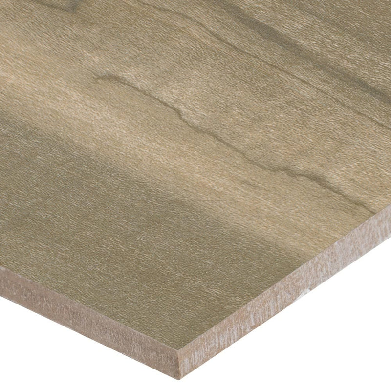 MSI Wood Collection carolina timber saddle glazed ceramic floor wall tile product shot one plank profile view