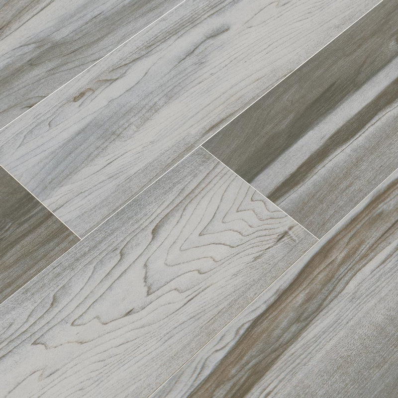 MSI Wood Collection carolina timber white glazed ceramic floor wall tile product shot multiple planks angle view