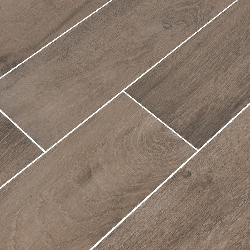 MSI Wood Collection cottage brown 8x48 glazed porcelain floor wall tile NCOTBRO8X48 product shot multiple planks angle view