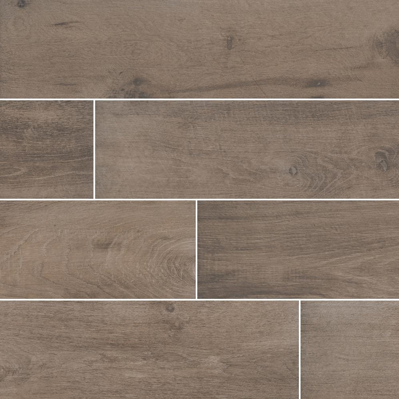 MSI Wood Collection cottage brown 8x48 glazed porcelain floor wall tile NCOTBRO8X48 product shot multiple planks top view