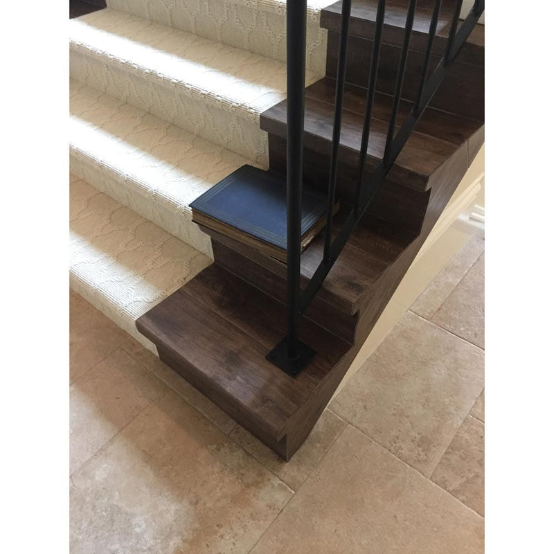 MSI Wood Collection country river bark glazed porcelain floor wall tile room shot stairs and risers