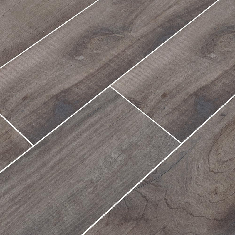 MSI Wood Collection country river mist glazed porcelain floor wall tile product shot multiple planks angle view