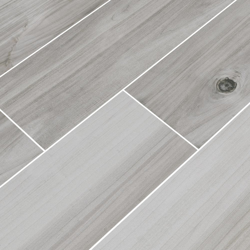 MSI Wood Collection havenwood platinum 8x36 glazed porcelain floor wall tile NHAVPLA8X36 product shot multiple planks angle view