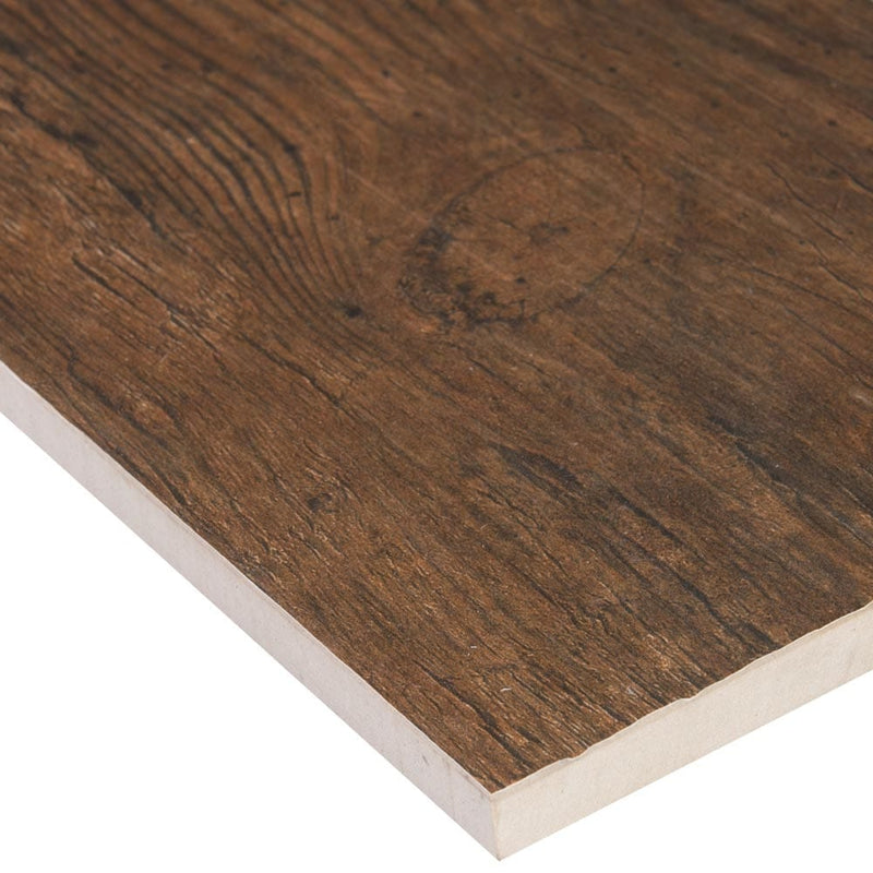 MSI Wood Collection redwood mahogany 6x24 glazed porcelain floor wall tile product shot single plank NREDMAH6X24 profile view