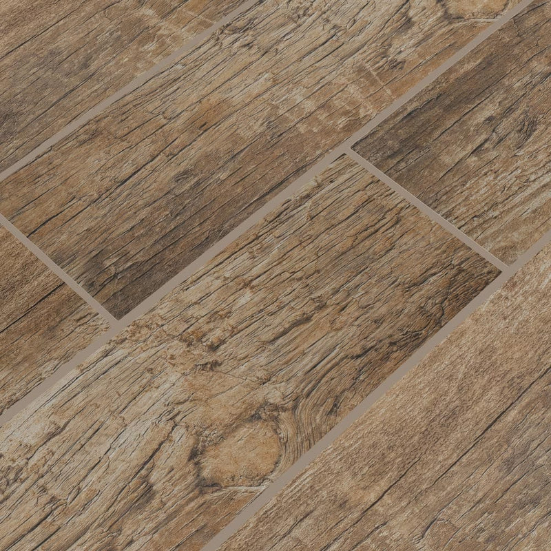 MSI Wood Collection redwood natural 6x24 glazed porcelain floor wall tile product shot multiple planks NREDNAT6X24 angle view