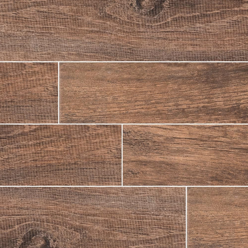 MSI Wood Collection upscape bruno 6x40 glazed porcelain floor wall tile NUPSBRU6X40 product shot multiple planks top view
