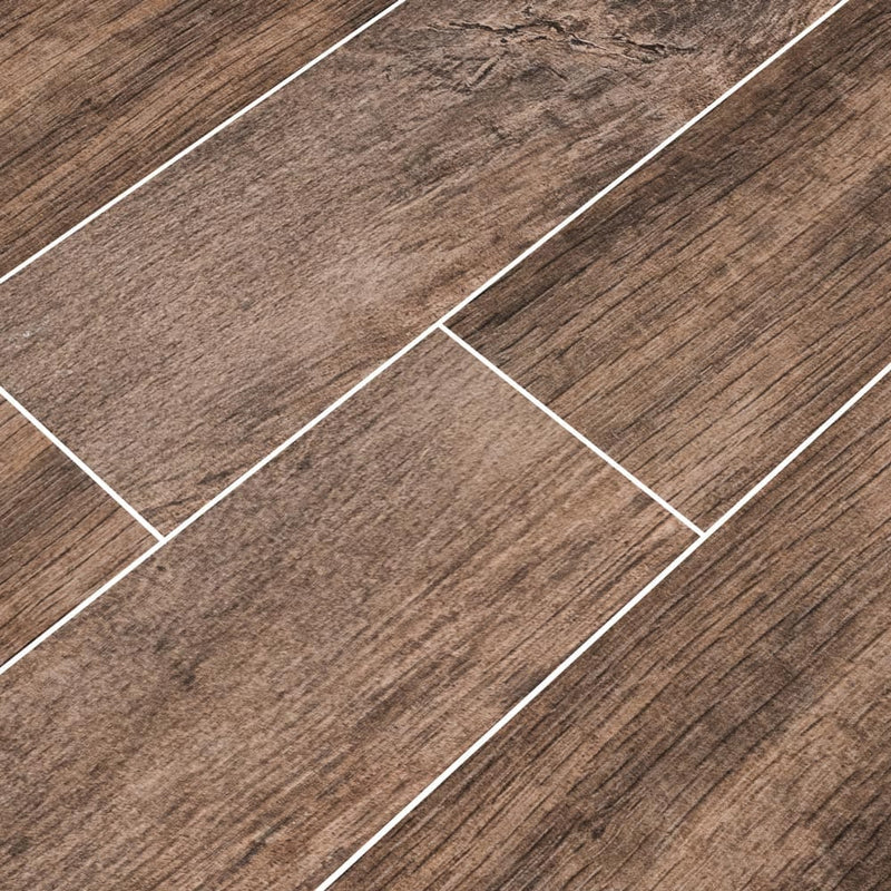 MSI Wood Collection upscape greige 6x40 glazed porcelain floor wall tile NUPSGRE6X40 product shot multiple planks angle view