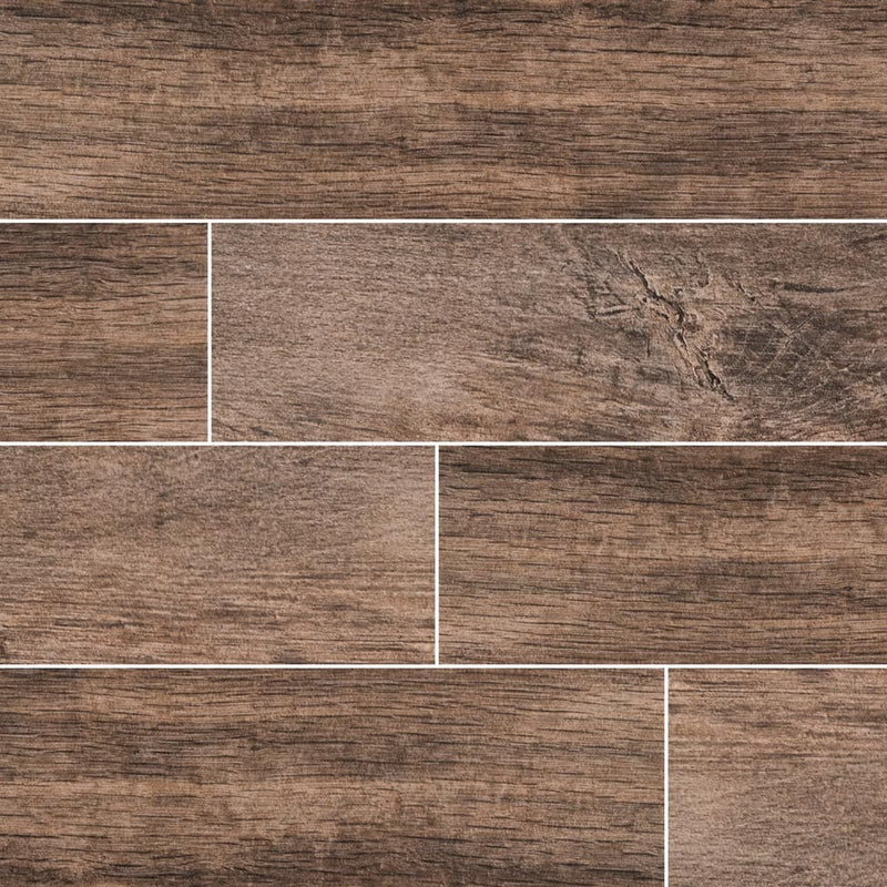 MSI Wood Collection upscape greige 6x40 glazed porcelain floor wall tile NUPSGRE6X40 product shot multiple planks top view