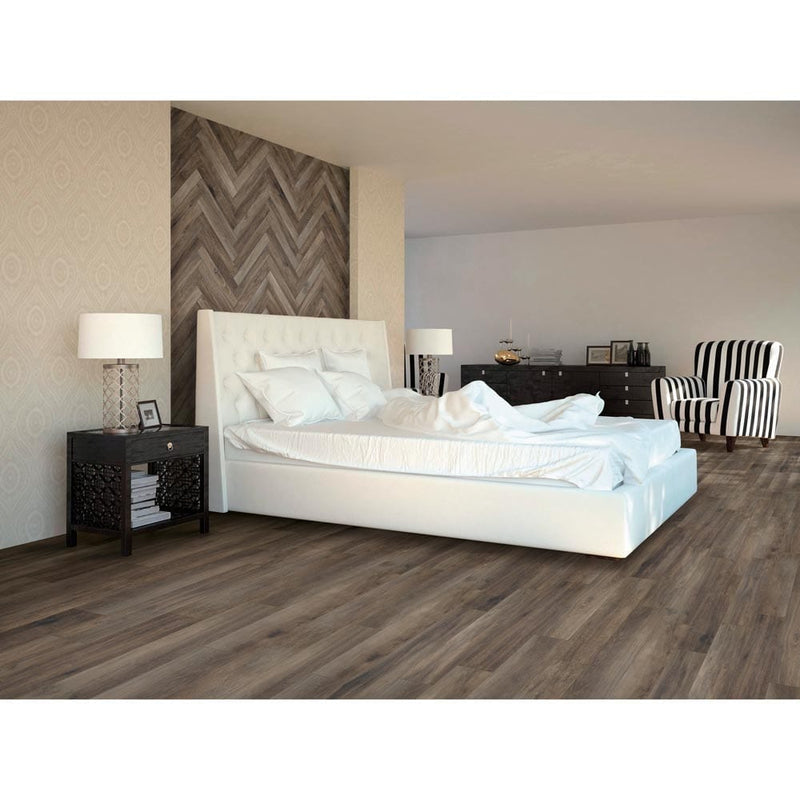 MSI Wood Collection upscape greige 6x40 glazed porcelain floor wall tile NUPSGRE6X40 room shot modern bedroom