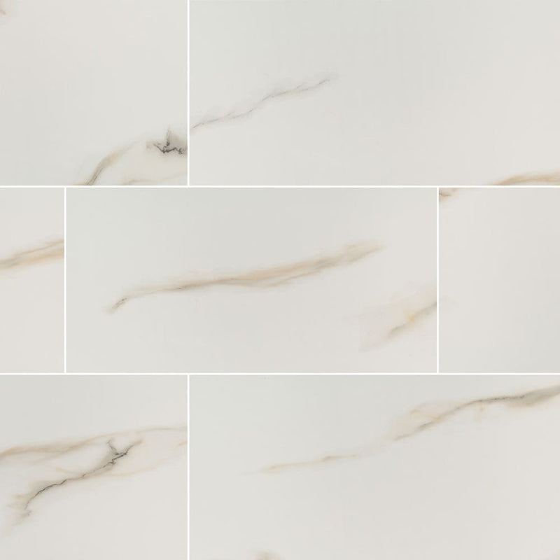 MSI aria bianco 12x24 polished porcelain floor wall tile NARIBIA1224P product shot multiple tiles top view