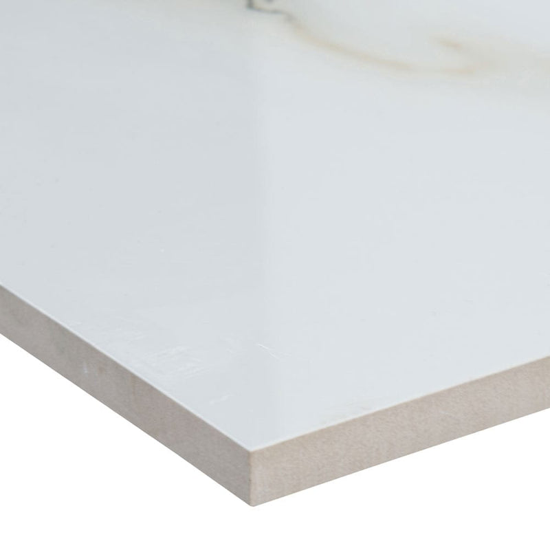 MSI aria bianco 12x24 polished porcelain floor wall tile NARIBIA1224P product shot one tile profile view