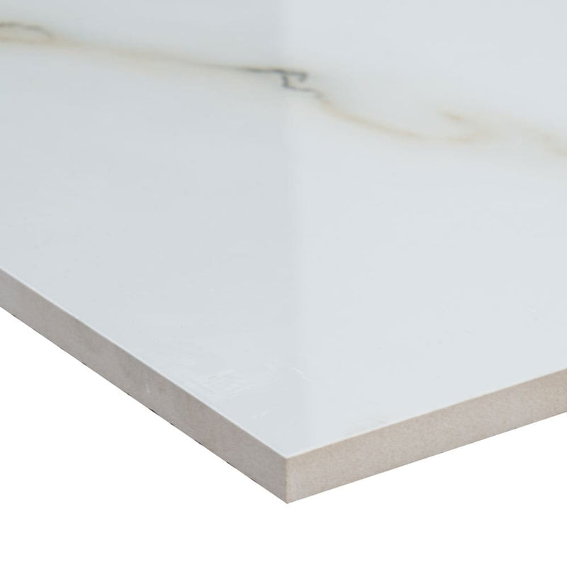 MSI aria bianco 24x24 polished porcelain floor wall tile NARIBIA2424P product shot one tile profile view