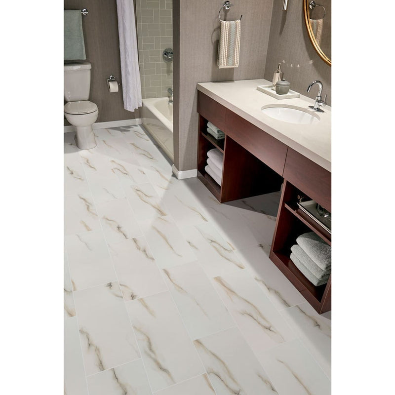 MSI aria bianco 24x48 polished porcelain floor wall tile NARIBIA2448P bathroom shot shower counter