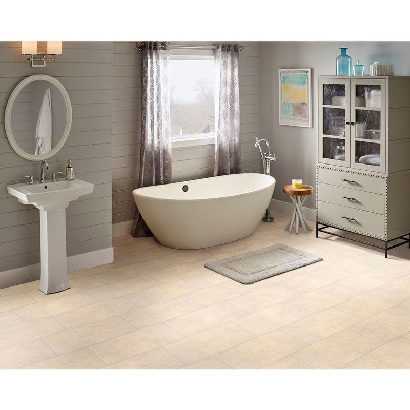 MSI aria cremita 12x24 polished porcelain floor wall tile NARICRE1224P stylish bathroom with grey wall tiles and bathtub