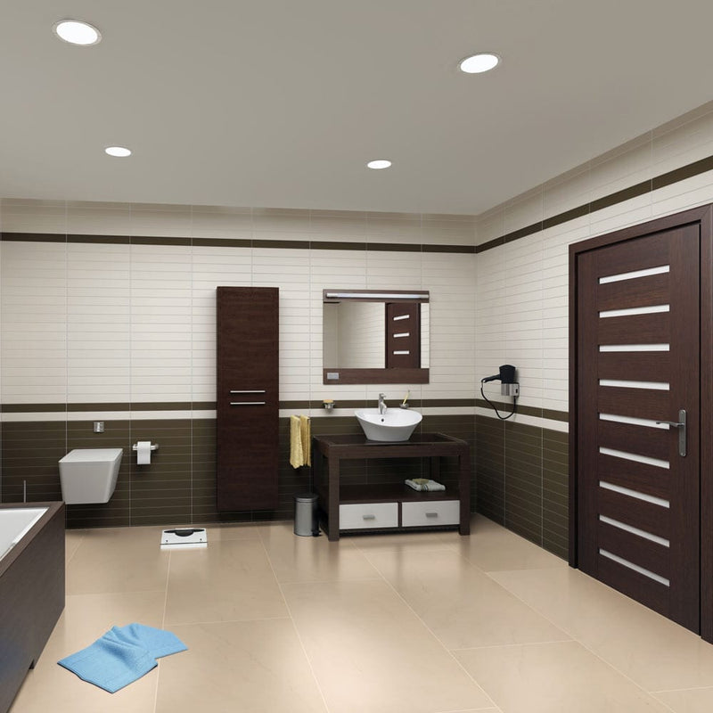 MSI aria cremita 24x48 polished porcelain floor wall tile NARICRE2448P bathroom with brown storage units