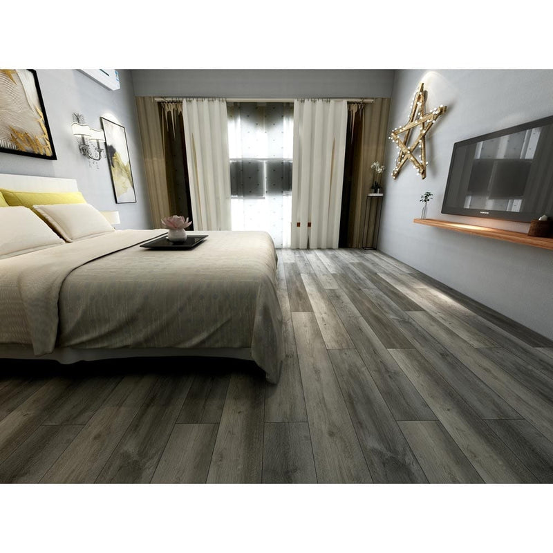 MSI everlife cyrus katella ash rigid core luxury vinyl plank flooring VTRKATASH7X48-5MM-12MIL installed on a hotel room floor