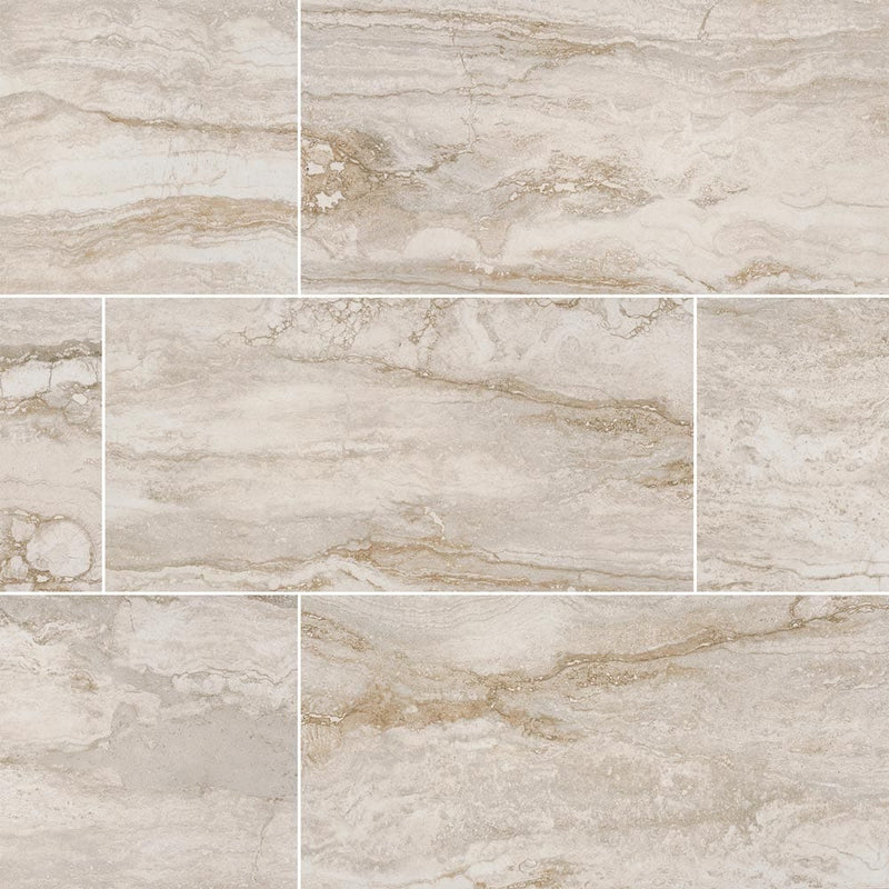 MSI stone collection bernini bianco 12x24 matte glazed porcelain floor wall tile NBERBIA1224 product shot multiple tiles top view