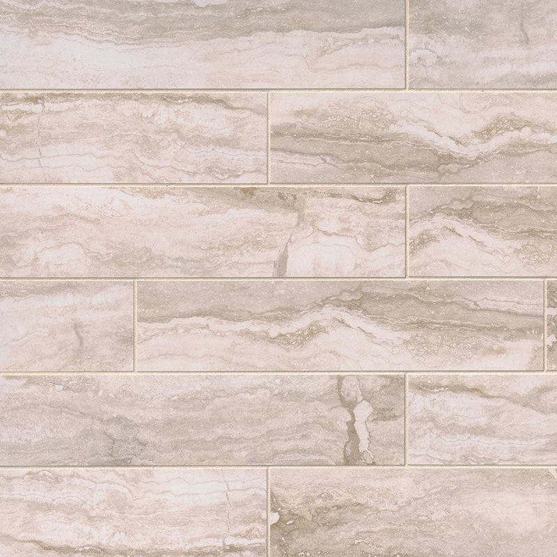 MSI stone collection bernini bianco 4x18 matte glazed porcelain floor wall tile NBERBIA4X18 product shot multiple tiles top view