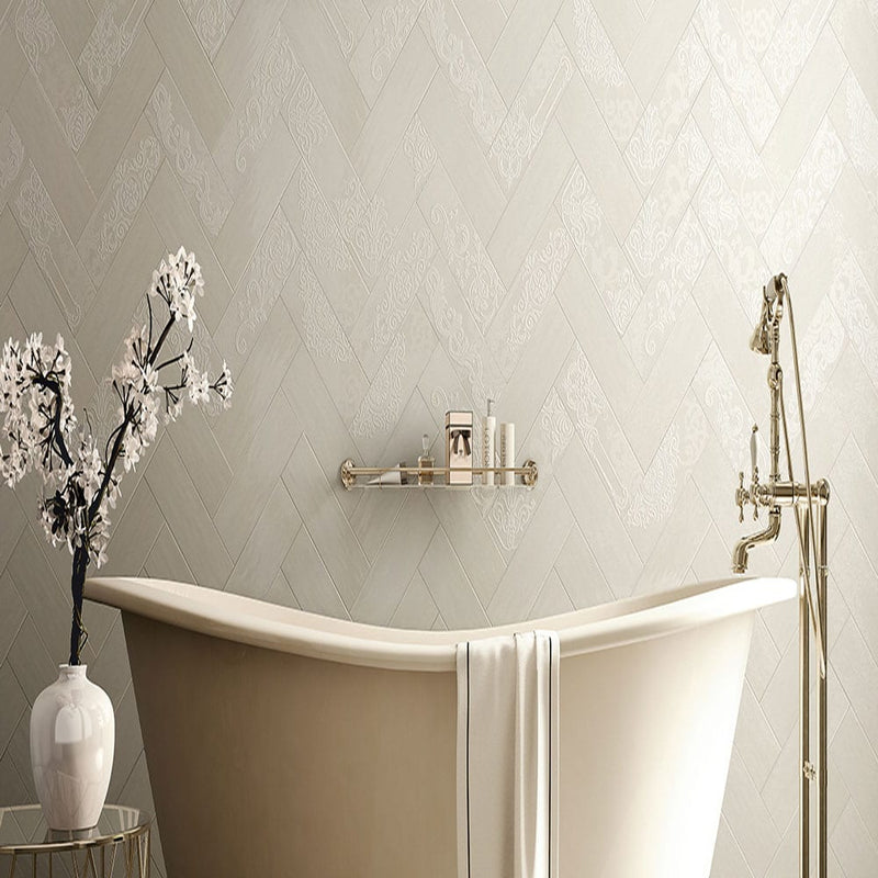 Maiolica Crema 4″x12″ Polished Wall Tile–Liberty US LUSIRG754989 product shot bathroom wall view