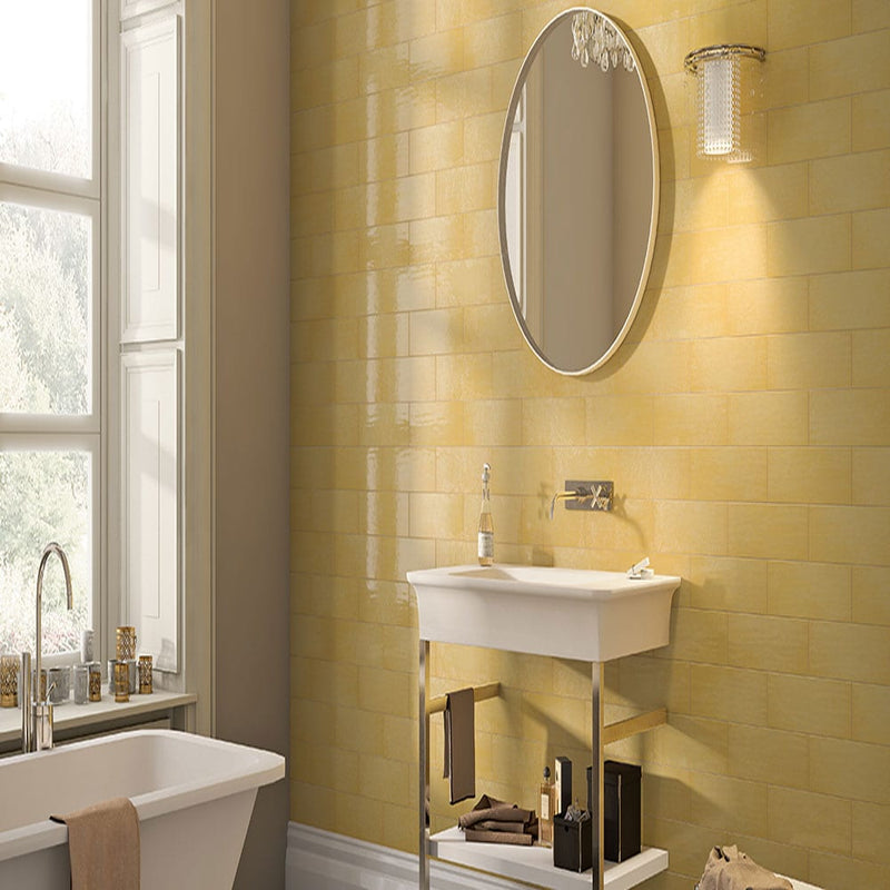 Maiolica Ocra 4″x12″ Polished Wall Tile Liberty US LUSIRG754980 product shot bathroom view 2