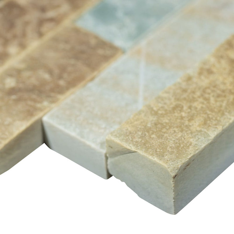 Malibu honey ledger panel 6"x24" natural quartzite wall tile LPNLQMALHON624 product shot profile view