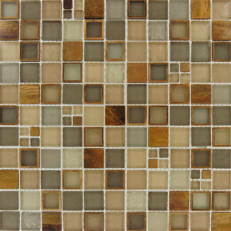 Manhattan blend 12X12 glass and metal mesh mounted mosaic wall tile SMOT-GLSMT-MB8MM product shot multiple tiles close up view