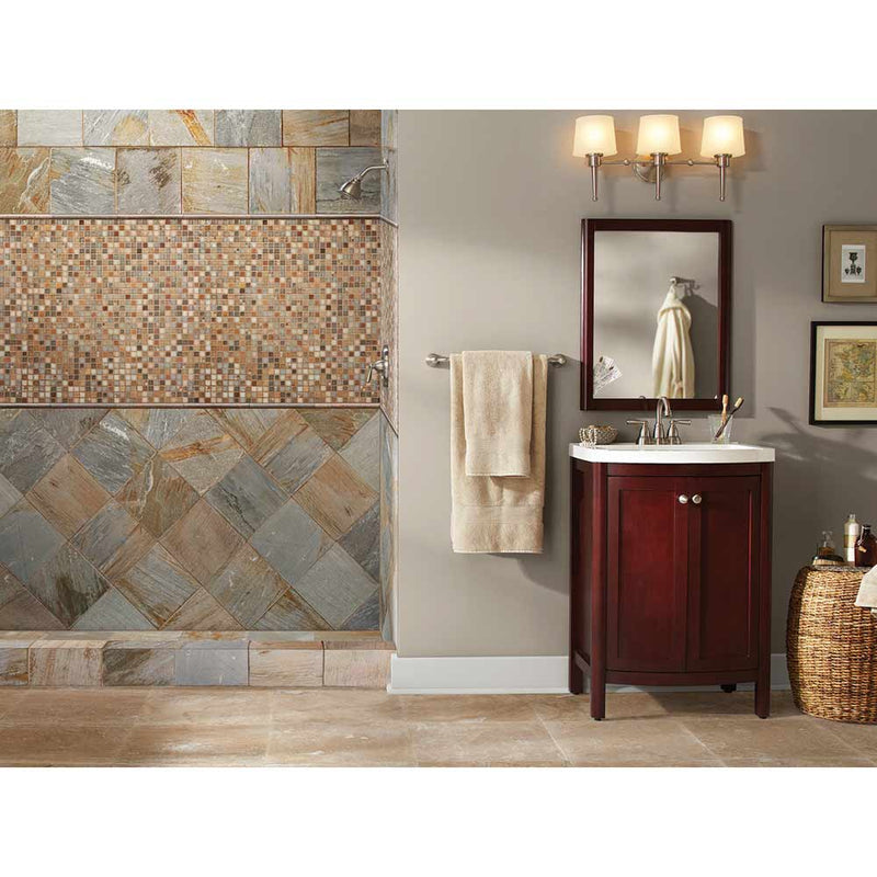 Manhattan blend 12X12 glass and metal mesh mounted mosaic wall tile SMOT-GLSMT-MB8MM product shot wall view