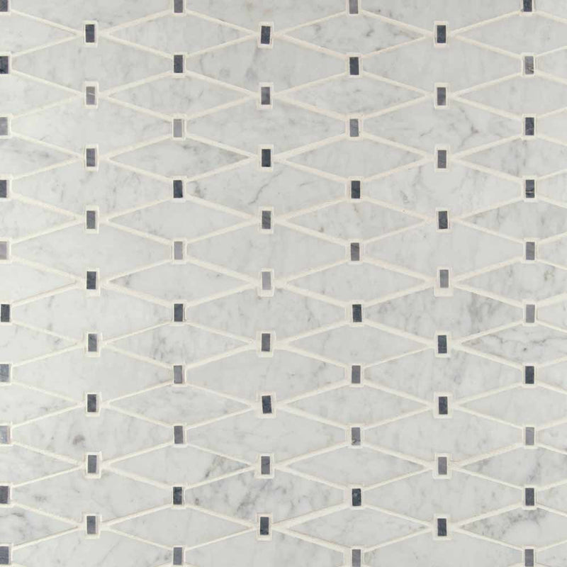 Marbella diamond 12X12 polished marble mesh mounted mosaic tile SMOT-MARDIA-POL10MM product shot multiple tiles top view