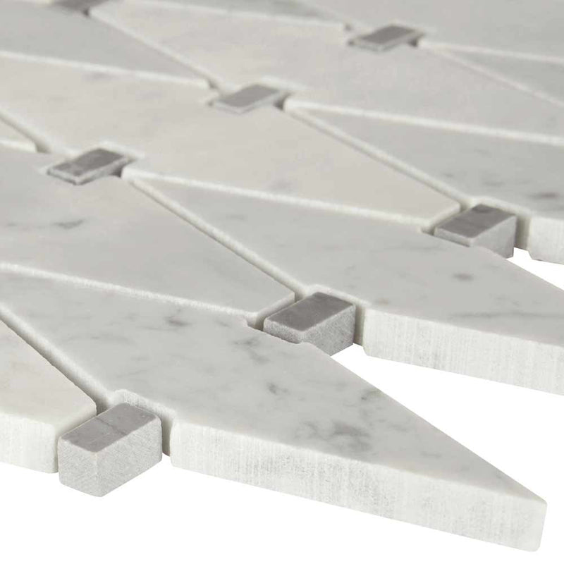 Marbella diamond 12X12 polished marble mesh mounted mosaic tile SMOT-MARDIA-POL10MM product shot profile view