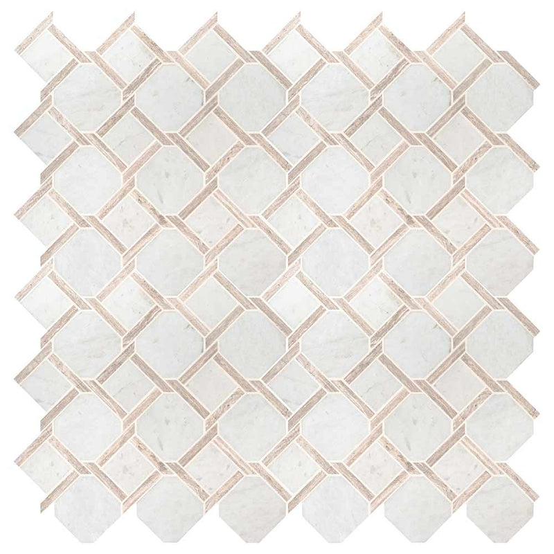 Marbella lynx 12X12 polished marble mesh mounted mosaic tile SMOT-MARBLYNX-POL10MM product shot multiple tiles top view