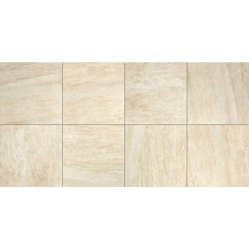 Marble crosscut travertine honed porcelain floor wand wall tile liberty us collection LUSIRG0606095 product shot multiple tile top view