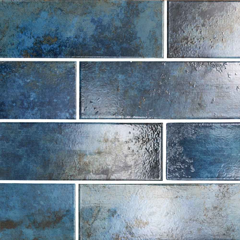 Marza cobalt 4x12 glossy ceramic subway wall tile NMARCOB4X12G product shot wall view 3