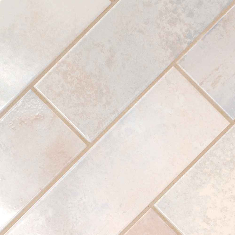 Marza pearl 4x12 glossy ceramic subway wall tile NMARPEA4X12G product shot angle view