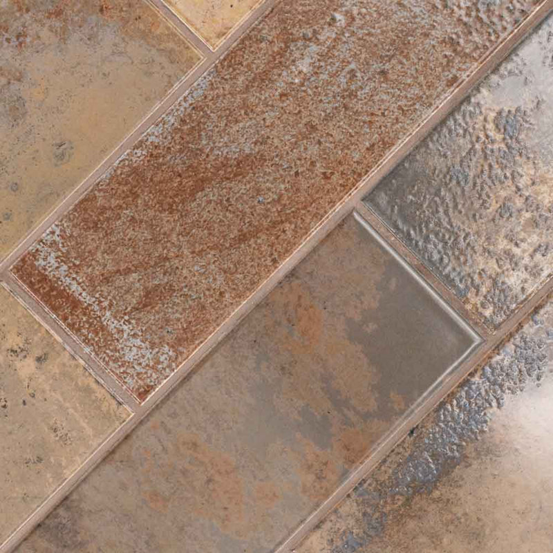 Marza rust 4x12 glossy ceramic subway wall tile NMARRUS4X12G product shot angle view