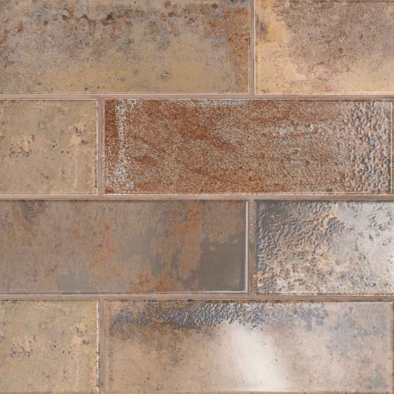 Marza rust 4x12 glossy ceramic subway wall tile NMARRUS4X12G product shot wall view 3
