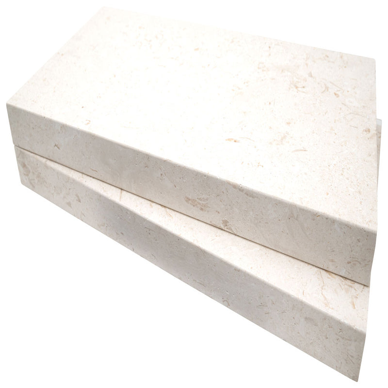 Mayra white limestone 12x24 honed unfiled eased edge pool coping  msi collection LCOPLMAYWHI1224T-EE product shot coping view