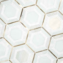 Medici gold pattern 10.83x12.44 stone metal blend mesh mounted mosaic tile SMOT-SMTL-MEDGOL8MM product shot angle view