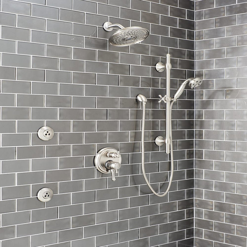 Metallic gray 3x6 glossy glass subway tile SMOT-GL-T-MG36 product shot bathroom wall view1
