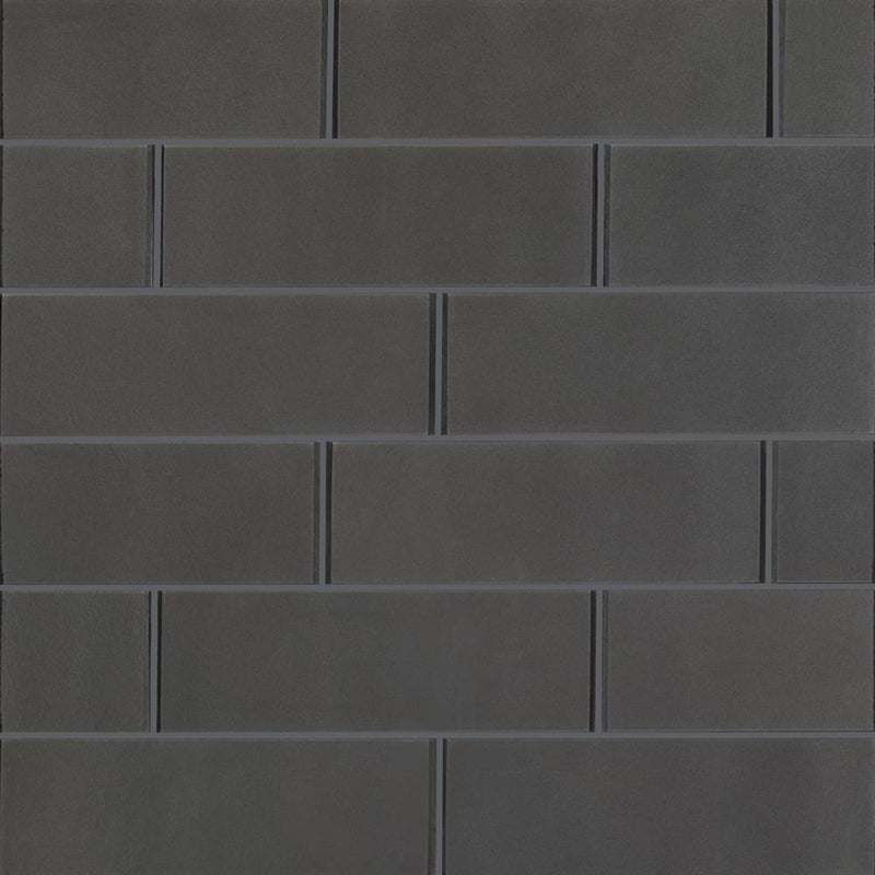 Metallic gray 4x12 glossy glass  subway tile SMOT-GL-T-MG412 product shot wall view