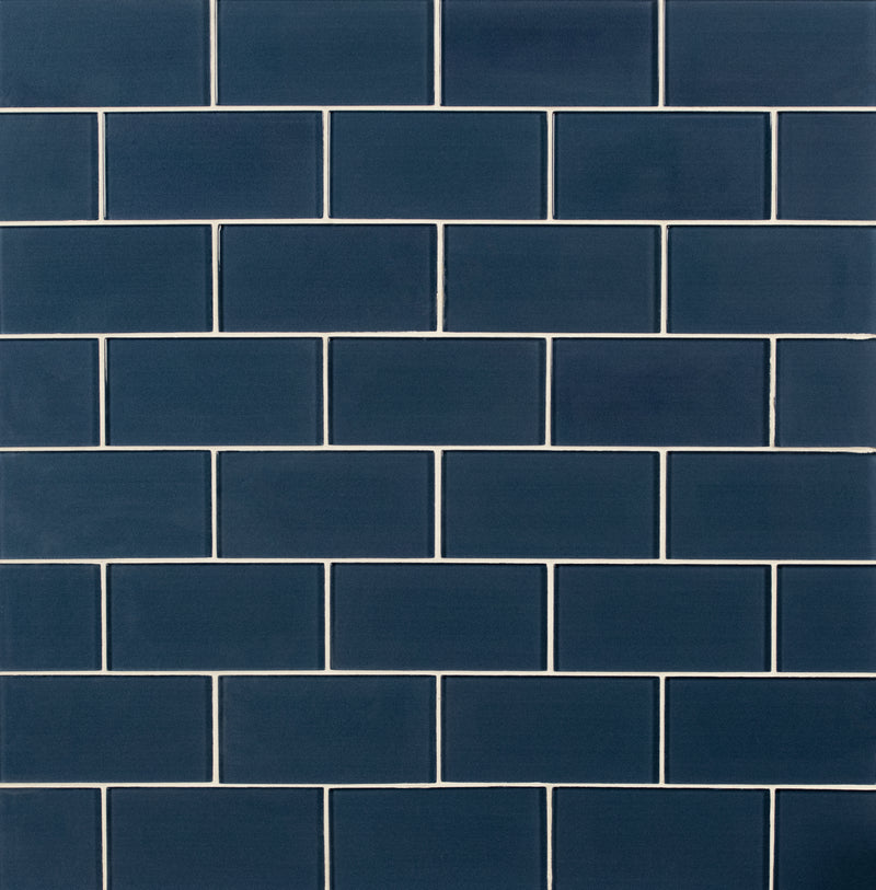 Midnight 3x6 glass wall tile  msi collection SMOT-GL-T-MID36 product shot wall view