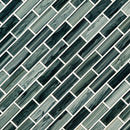 Midnight blue ombre 2x6 glass subway mesh mounted mosaic wall tile SMOT-GLSST-MIBLOM6MM product shot angle view