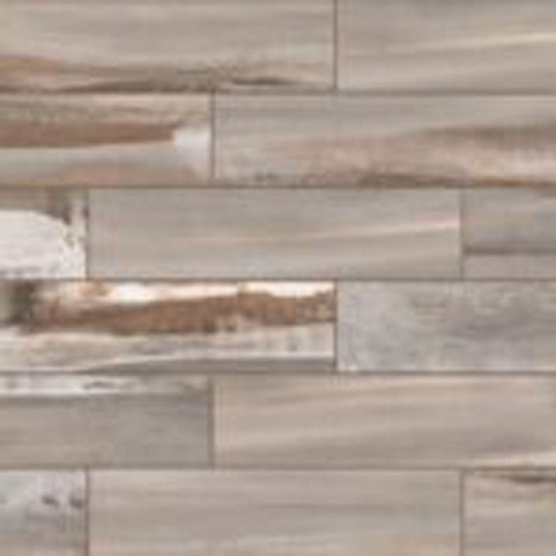 Milled taupe 6"x24" smooth pressed 1099472 product shot wall view