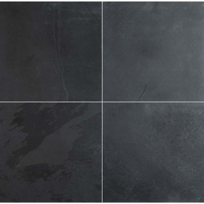 Montauk black 12 in x 12 in gauged slate floor and wall tile SMONBLK1212G product shot tile profile view