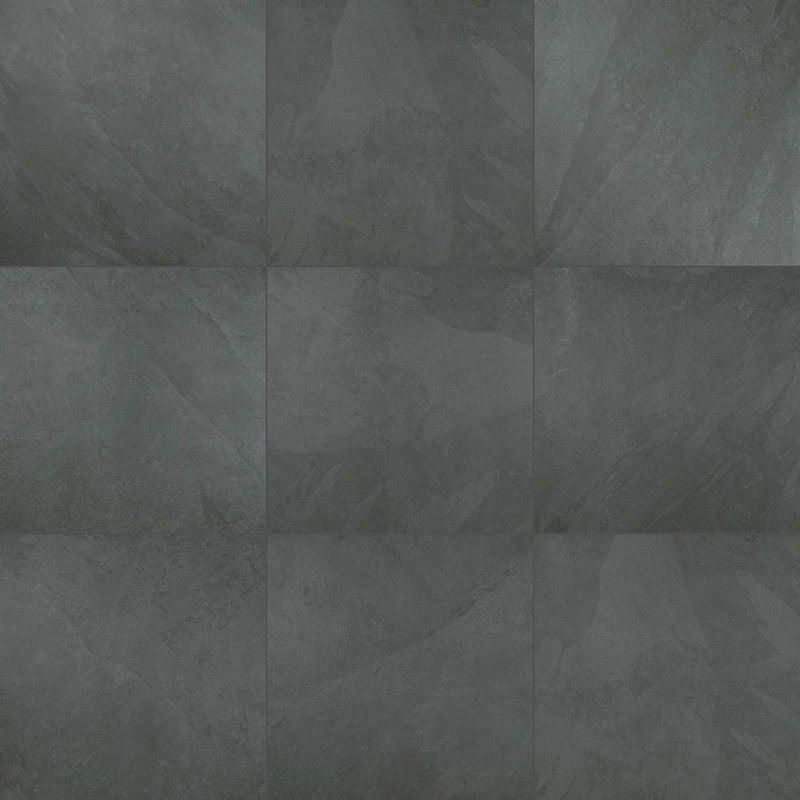 Montauk black 24"x24" glazed porcelain floor and wall tile LPAVNMONBLA2424 product shot closeup view