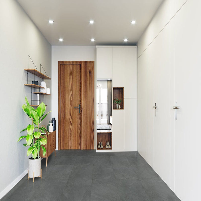 Montauk black 24"x24" glazed porcelain floor and wall tile LPAVNMONBLA2424 product shot room view