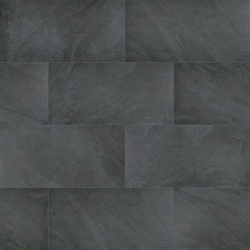 Montauk black 24"x48" matte porcelain paver floor tile LPAVNMONBLA2448 product shot closeup view