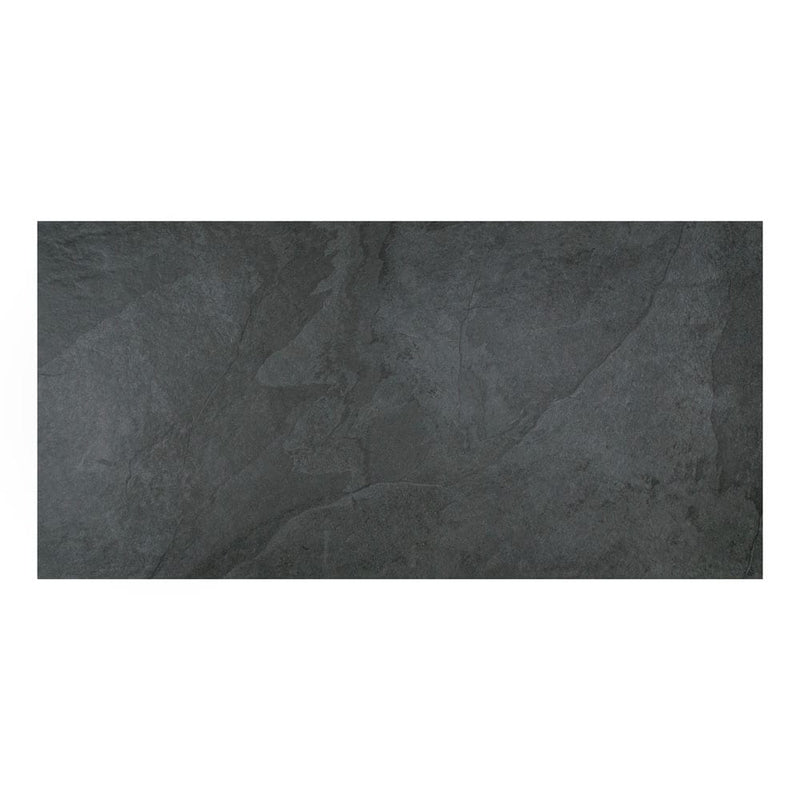 Montauk black 24"x48" matte porcelain paver floor tile LPAVNMONBLA2448 product shot floor view