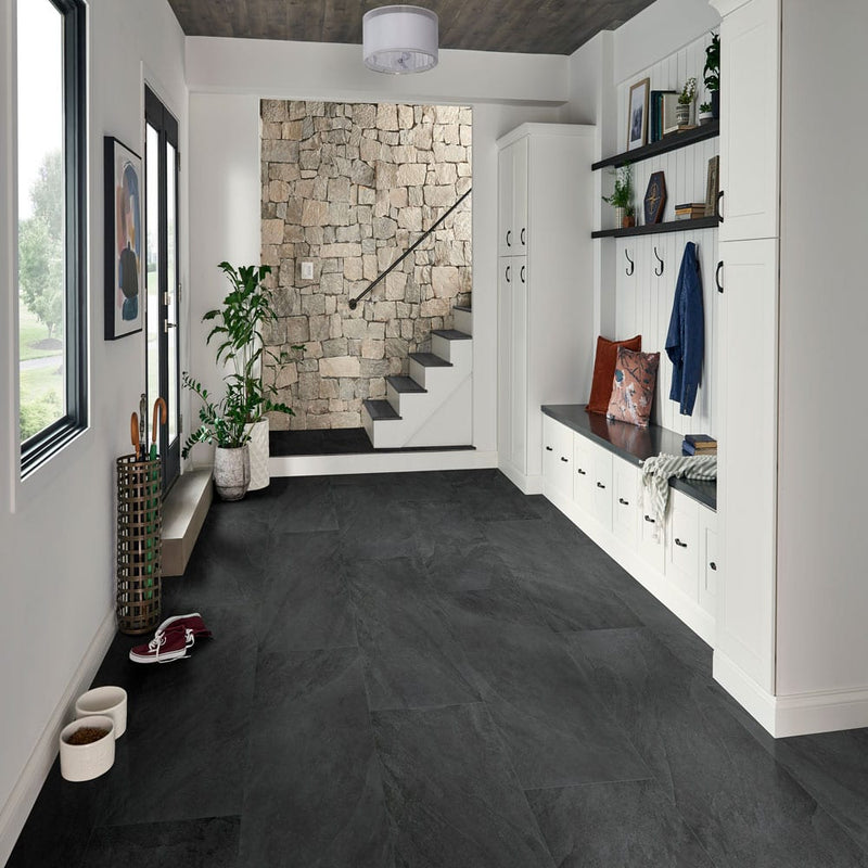 Montauk black 24"x48" matte porcelain paver floor tile LPAVNMONBLA2448 product shot room view